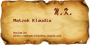 Matzek Klaudia névjegykártya